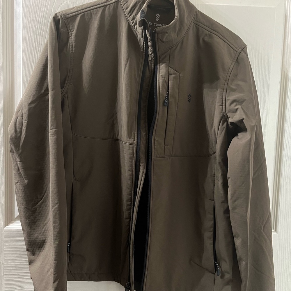 Free Country Men's Super Softshell 3-Layer Jacket Putty Size Small (34-36)  NWOT